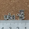 200Pcs/lot Antique Silver USA Charms Pendants For Jewelry Making, Earrings, Necklace DIY Accessories 10.5 x15.5mm A-169