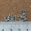 200st/Lot Antique Silver USA Charms hängen för smycken, örhängen, halsband DIY-tillbehör 10,5 x15,5 mm A-169