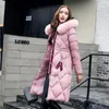 2017 Vinter Kvinnor Hooded Coat Fur Collar Tjockna Varma Lång Jackor Kvinnors Coat Girls Long Slim Big Fur Jacket Down Parka