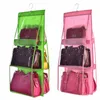 6 Pocket Hanging Handbag Organizer for Wardrobe Closet Transparent Storage Bag Door Wall Clear Sundry Shoe Bag with Hanger Pouch