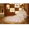 Luxury Golden Mermaid Wedding Dress With Detachable Train Crystal Beads Lace Applique Long Sleeve Bridal Dress Amazing Africa Wedding Dress