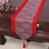 300 cm Long Seawater Chinese Damask Table Runner Wedding Christmas Table Decoration Mat Dinner Party Silk Satin Table Cloth Coffee Tea Pads