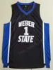 Weber State Damian Lillard Jersey 1 University Black Color Men Basketball Lillard College Jerseys 스포츠 팬을위한 통기성 High Qualit192E