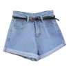 Solida kvinnor retro jeans shorts sommar hög midja rullade denim jean shorts med fickor y6