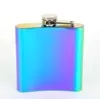 3 Colors 6oz Hip Flask Flagon Jug Rose Gold Rainbow Colorful Stainless Steel Wine Glass Whiskey Water Bottle Wine Glasses CCA10571-A 20pcs