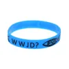 1pc WWJD Wat zal Jezus doen met Fish Logo Siliconen Rubber Polsband Volwassen maat 2 kleuren