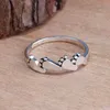 6 Mischen Sie niedliche Baby Fußdruck 925 Sterling Silber Ring Footprint Design Oxidierter Zehen einfach