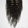 Kinky Curly Clip In Human Hair Extensions 9 Pieces / Set Peruvian Virgin Hair Weave Clip In Human Hair Extensions 100g