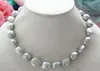 Collier de perles d'eau douce baroques gris argent naturel véritable 9-10mm 18 2958