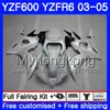 Corpo per YAMAHA YZF600 YZF R6 Bianco perla completo 03 04 05 YZFR6 03 Carrozzeria 228HM.22 YZF 600 R 6 YZF-600 YZF-R6 2003 2004 2005 Kit carenature