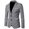 NiBesser Casual Plaid Print Men Blazer Fashion Långärmad Bröllopsklänning Höst Vit Social Business Mens Blazer Jacket