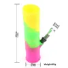 DHL LIBERA il trasporto 198MM portatile infrangibile Bong Shisha Narghilè Silicone Fumatori Tubi d'acqua Lavabile Pieghevole Colore arcobaleno