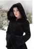2018 New Fur Hallowmas Hooded Cloaks Winter Wedding Capes Wicca Robe Warm Coats Bride Jacket Christmas Black Events Accessories 273Q