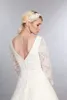 Abito da sposa corto lunghezza del tè con maniche piene lunghe V Neck in rilievo A-Line Lunghezza da tè Abiti da sposa 50s Couture Custom