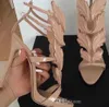 Amazing Lady Angel Wings Black Nude Thin High Heels Sandals Gladiator Rome Wedge Women Golden Leaf Leather Pumps Shoes Discount