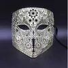 Oro Plata Cara completa Bauta Phantom Cosplay Máscara veneciana Máscara negra Cráneo Escudo de Halloween Mardi Gras Máscara de fiesta de metal