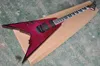 Chitarra elettrica Flying V personalizzata di fabbrica per mano sinistra con 2 pickup, corpo in mogano, hardware nero, tastiera in palissandro, personalizzabile