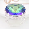 Luckyshine 6 Pcs Vintage Silver 925 Queen Fancy Natural Mystic Topaz Round Ring best for Valentine's Day ---Free shipping