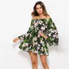 CR 2018 новое летнее платье сексуальная вспышка рукава пляжное платье напечатана подсолнечника Vestido плюс размер платья для женщин