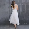 Zomer chiffon prom jurk spaghetti backless party jurken wit, zwart gratis verzending goedkoop