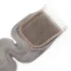 Silbergraues brasilianisches Jungfrau-Haar-Bündel mit Spitze-Schließung 8A graue Menschenhaar-Erweiterungs-Körper-Welle wellenartig mit Spitze-Schließung