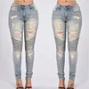 Wholesale- Ladies Stretch Ripped Sexy Skinny Jeans Womens High Waisted Slim Fit Denim Pants Slim Denim Straight Biker Skinny Ripped Jeans
