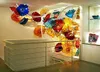 100% Other Indoor Lighting Hand Blown Murano Glass Art Hanging Plates Wall Dale Chihuly Style Borosilicate Blue Flower