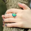 Womens Friends Gift Popular Design Colorful Gemstone Rings Handmade Antique Silver Plated Ring MJ RS009 052