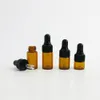 100 x Toppkvalitet 1ml 2ml 3ml Mini Söt Amber Små Glas Dropper Flaskor Krukor Essential Olja Parfym Tiny Portable Flaskor Flaskor