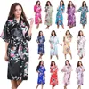 Seide Satin Hochzeit Braut Brautjungfer Robe Floral Bademantel lange Kimono Robe Nacht Bad Mode Morgenmantel Für Frauen