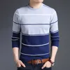 2018 nueva marca de moda suéter para hombre pullover rayas slim fit jumpers knitred lana de otoño estilo coreano ocasional ropa para hombres