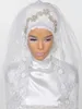 مسلم الزفاف الحجاب 2018 الديكور الراين تول الدانتيل الزفاف الحجاب للمملكة العربية السعودية العرائز مخصص الإصبع طول الزفاف الحجاب
