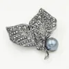 High Quality Black Crystals Elegant Pretty Leaf Brooch Hot Selling Amazing Jewelry Broach Pin For Women Garment Accessories