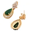 Green Gemstone Wedding Jewelry Set Diamond Crystal Necklace Armband Earring Ring 18K Gold Plated2026302