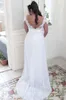 2018 Sexy Brautkleider mit tiefem V-Ausschnitt und offenem Rücken, Übergröße, applizierte Spitze, Strand, stilvoll, mit kurzen Ärmeln, Chiffon-Brautkleider