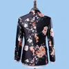 Herr Rose Printing Wedding Suits England Style Smart Casual Jacquard Suits Wedding Party Outfit Bar Singer Host Stage Costumes Host Show