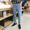 2018 printemps et été nouveaux jeans de réverbère hommes, épissage sangle jeans minces hommes mode harem neuf hommes