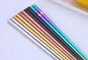 Glänsande titanpläterade ätpinnar Anti Scalding High-Grade 304 Rostfritt Stål Rainbow Golden Black Square Chopsticks