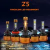 1pair de alta calidad Z5 H11 H7 H4 Bombilla LED 50W 5800lm Lámpara LED para kit de coche tricolor 3 Color LED faro 3000K 4300K ​​6000K