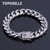 TOPGRILLZ Bracciale a catena cubana placcato color oro 12mm con 1ct Lab Bracciale Hip Hop cinturino a zirconi cubico da 7 "8"