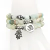 SN1282 Designer 2018 Buddha Head Armband Set Matt Amazonite Ohm Hamsa Armband Högkvalitativa Natursten Smycken