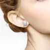 Klassieke Four Claw Infinity Luxe Sieraden 925 Sterling Zilver Princess Cut White Topaz Square CZ Multi Size Edelstenen Vrouwen Stud Earring