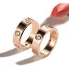 European and American fashion LOVE zircon ring couple models screw titanium steel jewelry rose gold women's ring