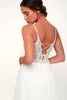 2022 Sexy White Wedding Dress V Neck Zroszony Rhinestone Lace-Up A-Line Tulle Beach Maxi Dress Boho Formalne suknie ślubne Suknia