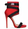 2018 Zapatos Mujer Streç Kumaş Yüksek Topuklar Sandalet Ayak Bileği Toka Askı Kadınlar Açık Toe Stiletto Topuklu Kadın Ayakkabı Pompaları