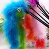 Palo de varita de plumas de pavo para atrapasueños de gatos, juguete para gatitos y mascotas, tren de salto, ayuda divertida, Color aleatorio 243T