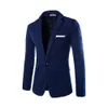 Blazer Men 2017 Brand New Single Button Knitting Men Chaqueta de traje chaqueta Casual Slim Fit Algodón Homme Royal Blue Suits