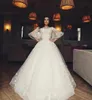 Princess Fairy Wedding Dresses 3D Floral Lace Appliques Sheer Bell Sleeves A-Line Bridal Gowns Organza Dress