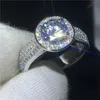 Anello solitario in argento sterling 925 con incastonatura a pavé 5A Sona Cz Fedi nuziali per fidanzamento con anelli da sposa