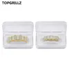 TOPGRILLZ HIP HOP GRILLZ ICED OUT CYRKON FANG CITH CITES GRILLZ CAPS GOLD UMÓW GRILL ZESTAW MĘŻCZYZN KOBIET WAMPIRE GRILLS295M